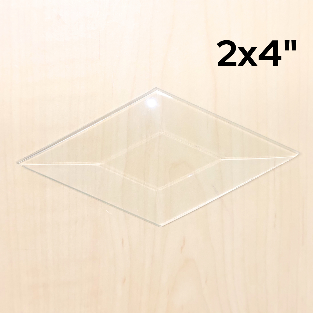 2"x4" Clear Bevel Diamond (2 inch x 4 inch) | 10 or 30 Pack